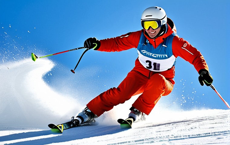 "Carving Turn on a Sunny Slope"**

"A skier in a professional ski suit, carving a clean turn on a groomed slope, blue sky, bright sunlight, snow spray, fully clothed, appropriate attire, safe for work, perfect anatomy, correct proportions, dynamic action shot, professional ski photography, high quality, family-friendly."

**