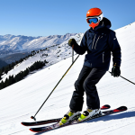 **

A beginner skier in appropriate winter clothing, practicing the wedge (pizza) technique on a gentle slope in the Sierra Nevada mountains. Safe for work, fully clothed, modest attire. Crisp, clear day. Perfect anatomy, natural proportions, professional ski instruction photography, high quality. Family-friendly.

**