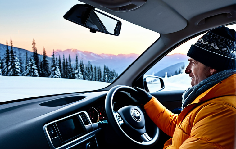 스키 강사의 업무와 가족 생활 균형 - Reflective Drive Home**
"A ski instructor, fully clothed in a warm winter coat and hat, driving a c...