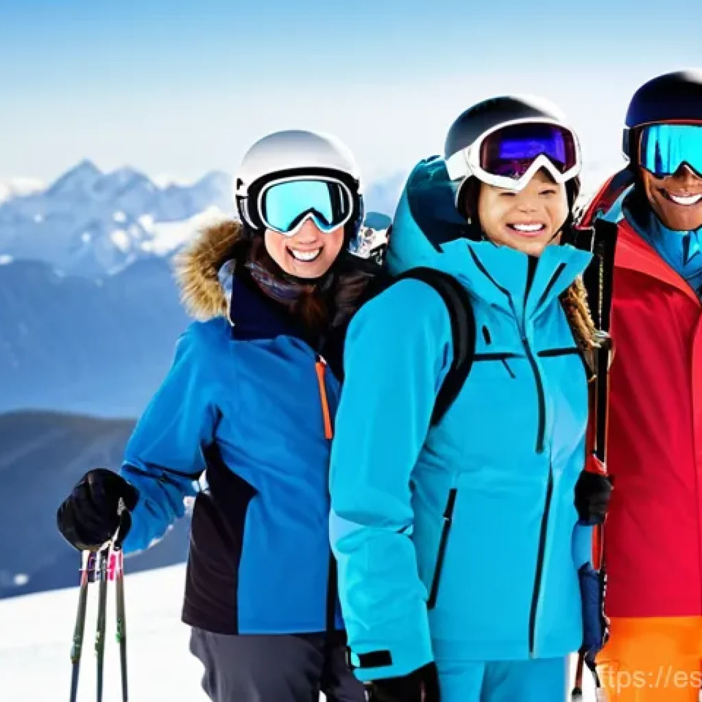 스키 강사의 다문화 고객 응대 사례 - **Prompt 1: Bridging Language Gaps on the Slopes**
    "A diverse group of adult ski students from v...