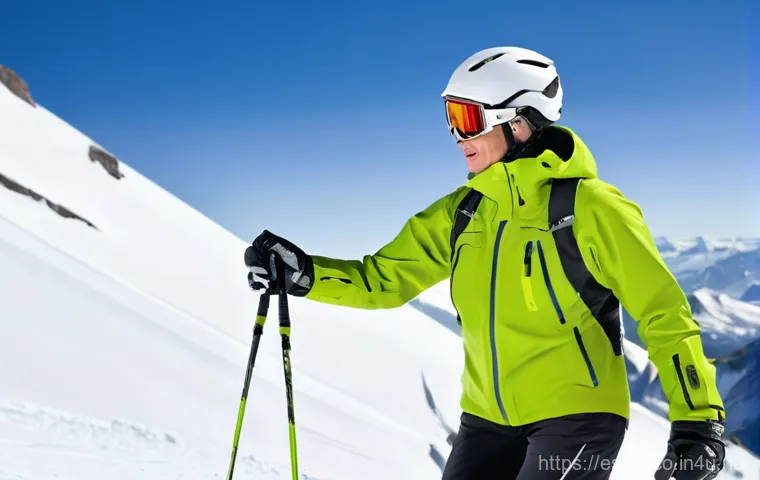 스키 강사로서의 패션 및 의상 팁 - **Prompt:** A dynamic ski instructor, either male or female, mid-demonstration of a complex turn on ...