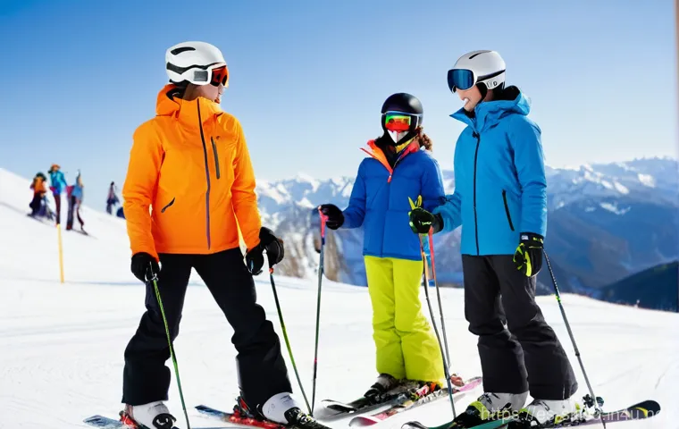 스키 강사의 실기 연습 과정 - **Prompt:** A warm, sunny day on a snow-covered mountain. A friendly and experienced ski instructor,...