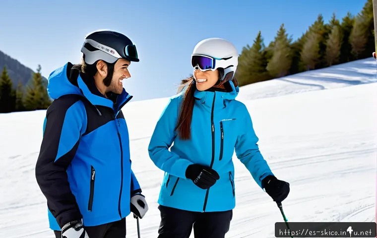 스키 강사의 고객별 맞춤 전략 - A professional ski instructor engaging with a diverse group of Spanish-speaking students on a snowy ...