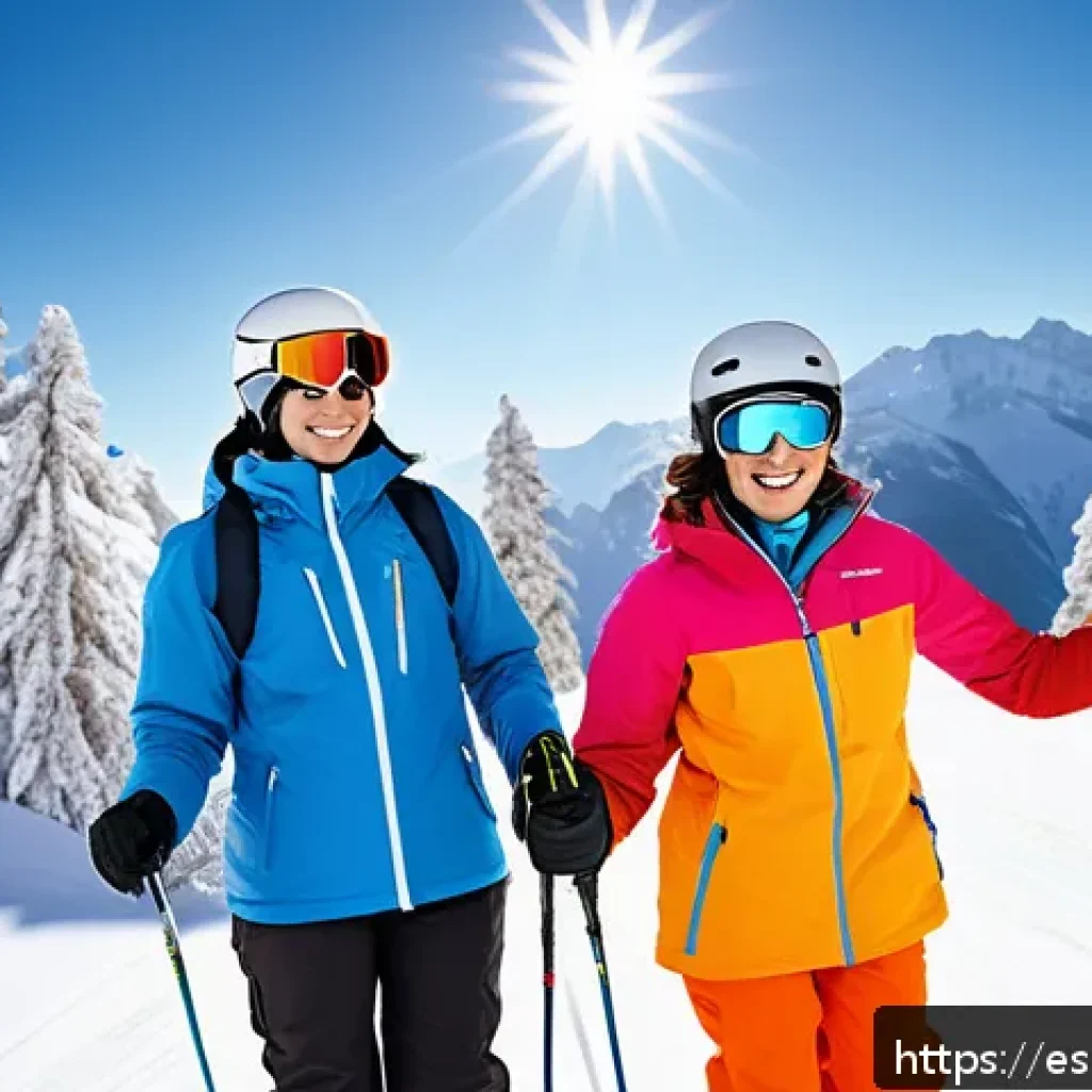 스키 강사의 고객 유형 분석 방법 - A warm and inviting ski lesson scene featuring a patient instructor guiding a diverse group of begin...
