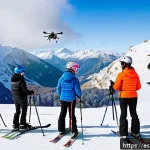 Home 22 스키 강사의 강의 효과 실험 - A modern ski school class scene on a bright snowy mountain slope in the Pyrenees, showing a diverse ...