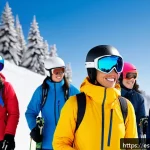 Home 23 스키 강사의 실수와 대처 사례 - A ski instructor teaching a diverse group of adult students on a snowy mountain slope during a brigh...