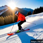 스키 강사의 자격증 취득 플랜 - Photorealistic early morning scene at a ski resort in the Spanish Pyrenees, a determined adult ski i...