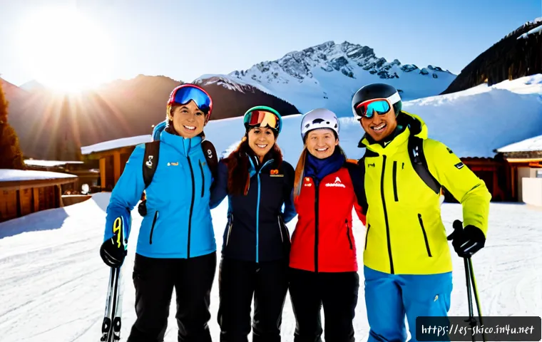 Home 28 스키 강사의 글로벌 트렌드 분석 - Photorealistic wide-angle scene of a diverse group of ski instructors from Spain, Argentina, Chile, ...